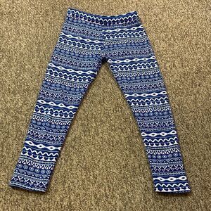 4/$30 SHOSHO Blue Patterned Kids Leggings Size Approximately 5T